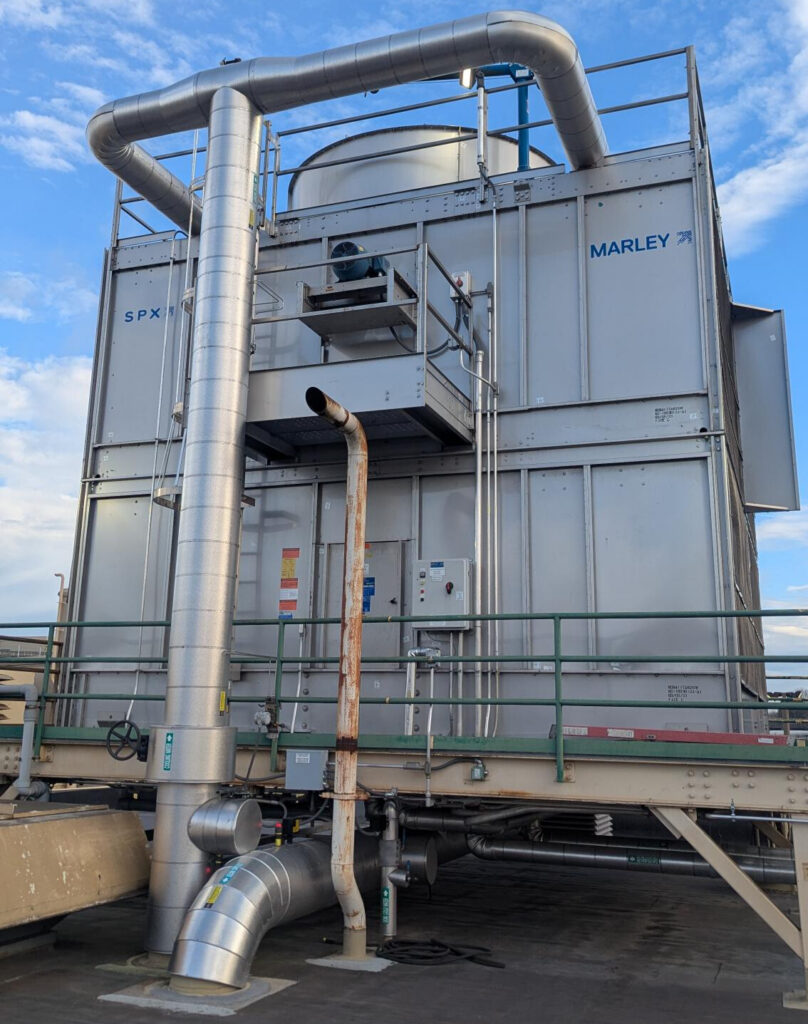 Finished cooling tower on a nice sunny day