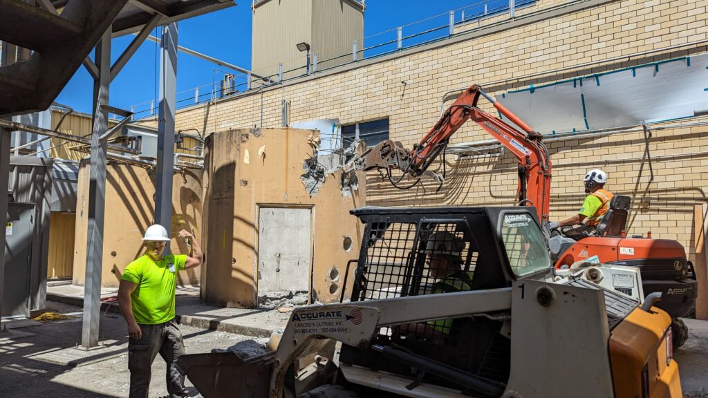 Construction during a capital project with heavy equipment on an active work site