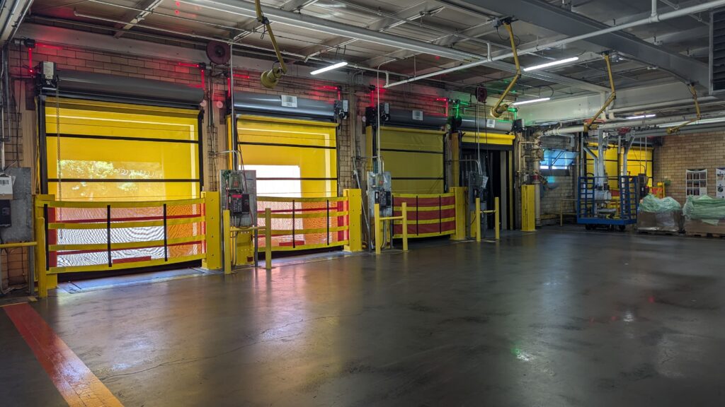 garage bay in a food manufacturing facility